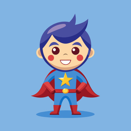 Adorable Superhero Icon Adorned with a Twinkling Starのイラスト素材