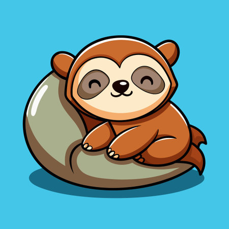 Adorable Sloth Snoozing Peacefully on a Soft Pillowのイラスト素材
