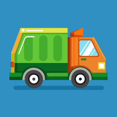 Humorous Cartoon Depiction of a Garbage Truck in Vector Formatのイラスト素材