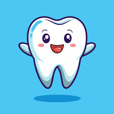 Whimsical Floating Tooth Cartoon Vector Illustration for Fun Dental Concept