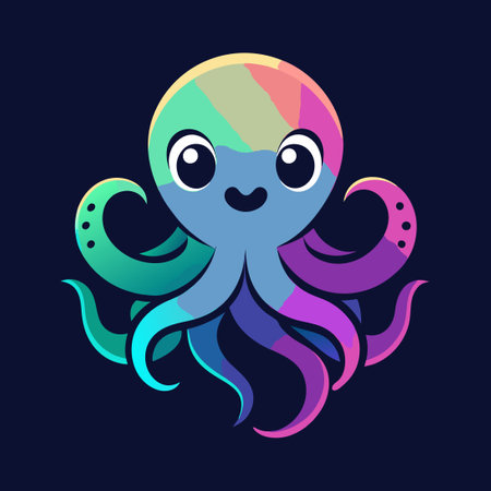 Gradient Colorful Logo Illustration of a Baby Octopusのイラスト素材
