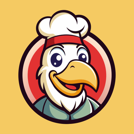 Cute and Simple Chef Dodo Mascot Logo Illustrationのイラスト素材