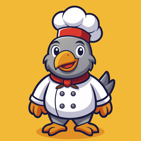 Simple and Catchy Chef Dodo Mascot Logo Illustrationのイラスト素材