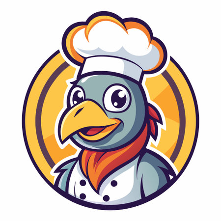 Delightful Dodo Chef Mascot with a Simple and Engaging Illustration Styleのイラスト素材
