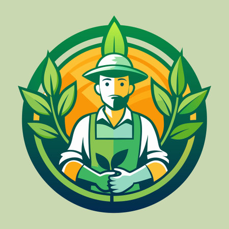 Gradient Logo Design with a Gardener Theme in Three Shadesのイラスト素材