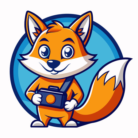 Foxy Cameraman: Fox Mascot Cartoon Illustration with a Cameraのイラスト素材