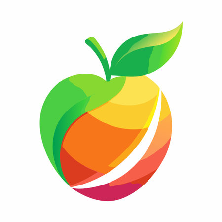 Vibrant and Fresh Apple Illustration with Colorful Gradientsのイラスト素材