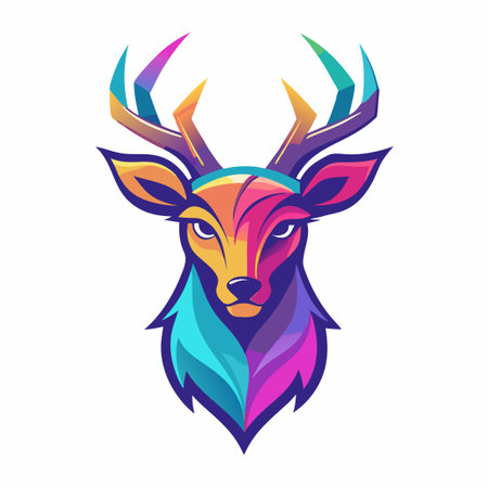 Mesmerizing Gradient Deer Logo with Vibrant Color Transitionsのイラスト素材
