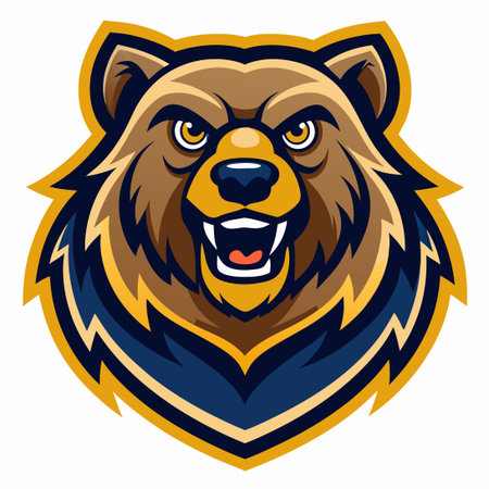 Logo Illustration Bear Mascot in Cartoon Style with Number 3のイラスト素材