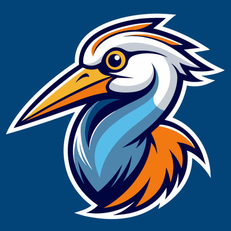 Blue Heron Mascot Character in Vibrant Cartoon Styleのイラスト素材