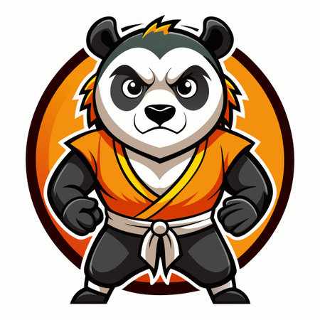 Kung Fu Panda Mascot Illustration with Cartoonish Styleのイラスト素材