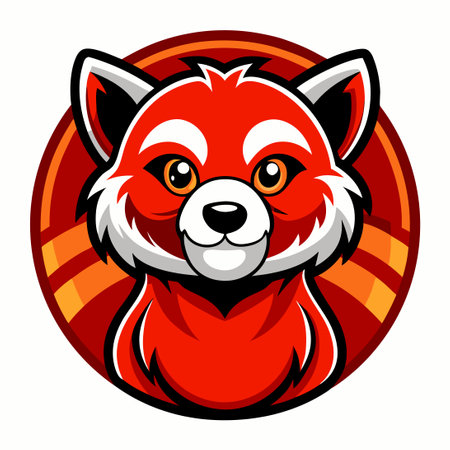 Playful Cartoon Red Panda Mascot Logo Illustration in Bold Redのイラスト素材
