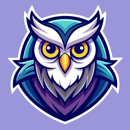 Cartoon Owl Mascot with Package Illustration in Logo Styleのイラスト素材