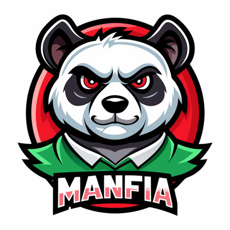 Simplified Panda Mafia Mascot with a Professional and Stylish Approachのイラスト素材