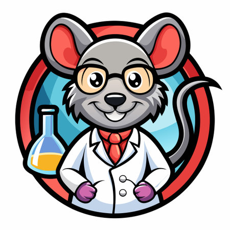 Mouse Mascot Logo Template for Laboratories and Veterinary Clinicsのイラスト素材