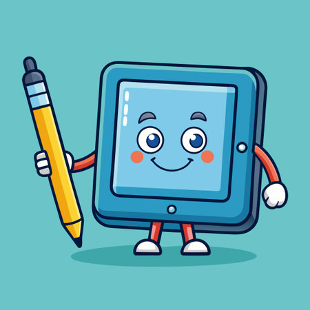 Digital Sketching Essentials: Tablet and Stylus Pencil Cartoon Vector Icon Illustrationのイラスト素材