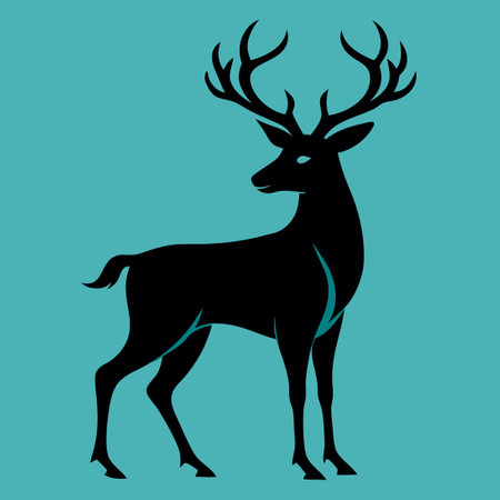 Majestic Silhouette of a Deer Gracefully Standing in the Shadowsのイラスト素材