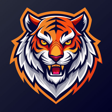 Fearsome Tiger Head Esports Logo Design for Teams and Gamersのイラスト素材