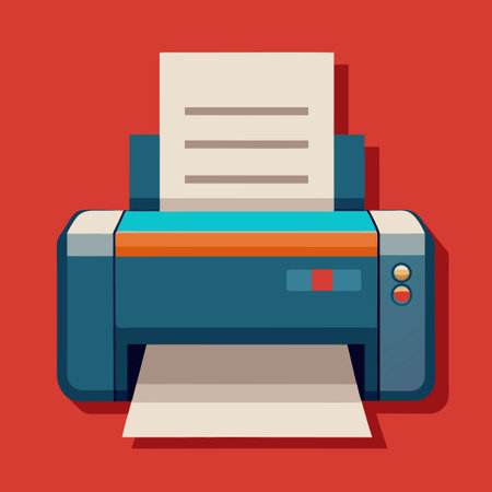 Illustration of a Printer with a Stack of Paper Ready for Printing
