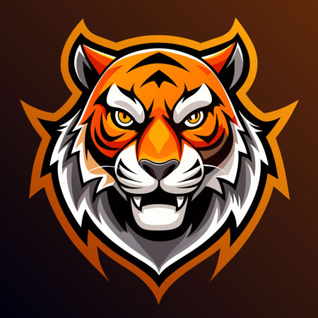 Fierce Tiger Head Logo for Esports Team with Bold Typographyのイラスト素材