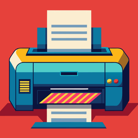 Illustration of a Printer with a Paper Insert for Document Printing