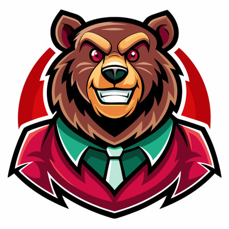 Adorable Vector Logo Illustration of a Bear Mascot Cartoon Characterのイラスト素材