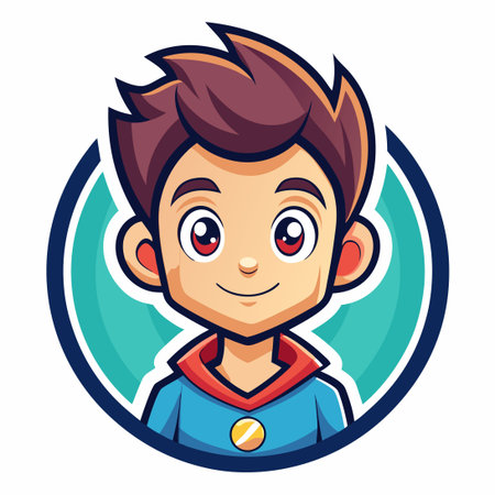 Cartoon Style Vector Logo Illustration Featuring a Boy Mascot Character