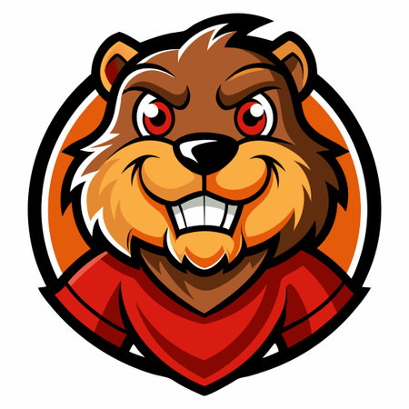 Vector Logo Illustration of a Cartoon Beaver Mascot with a Stylish Designのイラスト素材