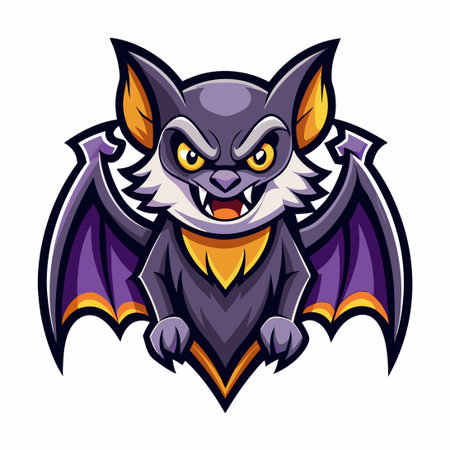 Cartoon-Style Vector Logo Illustration of a Bat Mascot