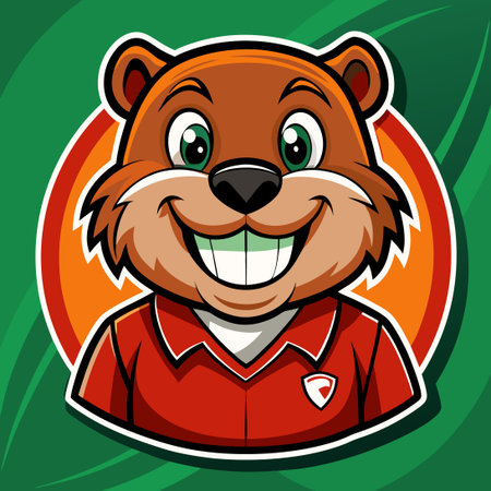 Vector Logo Illustration of a Playful Beaver Mascot Cartoon in a Stylized Styleのイラスト素材
