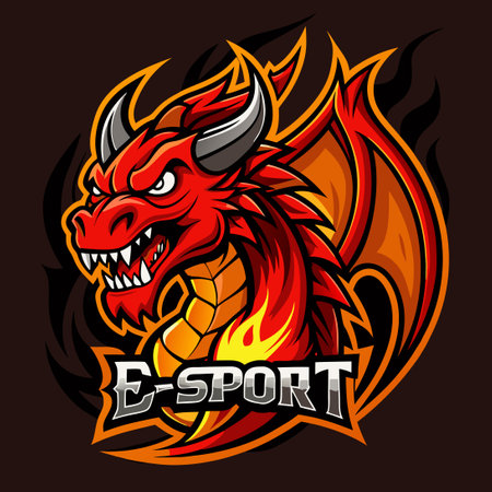 Dragon Fire Esports Vector Logo Illustration for Gaming and Streamingのイラスト素材