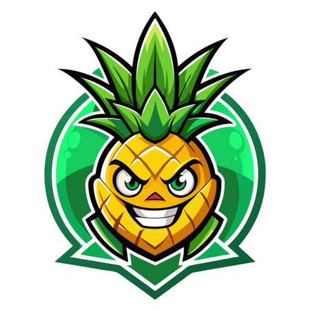 Vector Logo Illustration of a Gaming Pineapple Mascot with a Crownのイラスト素材