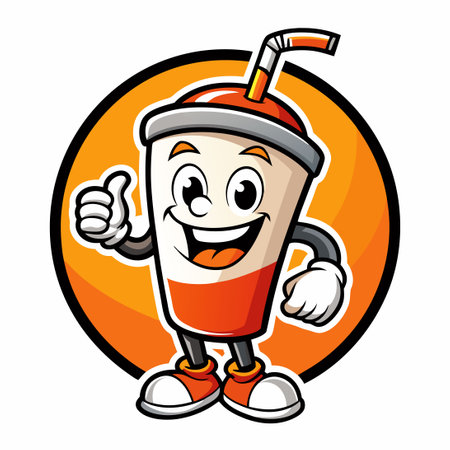 Cheerful Vector Mascot Illustration of a Happy Drink Cartoon Character in a Carのイラスト素材