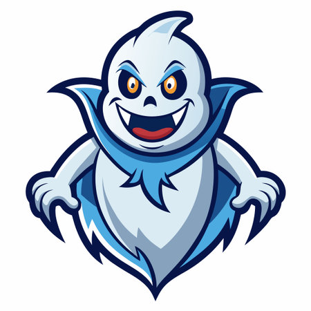 Vector Logo Illustration of a Cartoon Ghost Mascot with a Stylized Appearanceのイラスト素材