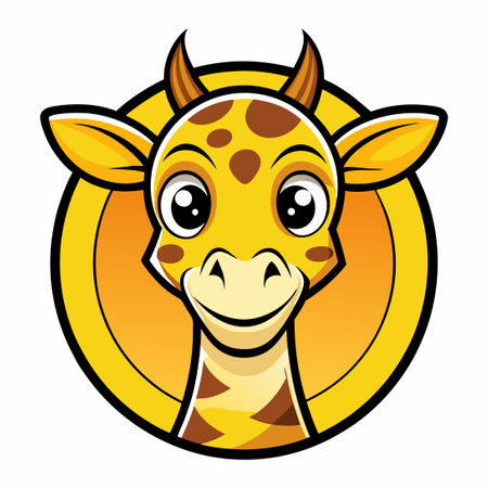 Cartoon Giraffe Mascot with Vector Logo Illustrationのイラスト素材