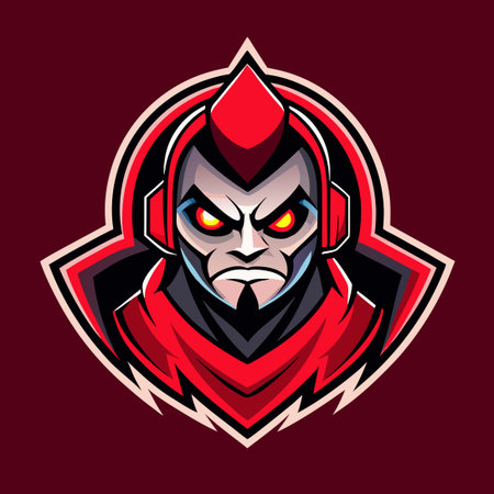 Simplified Vector Logo Illustration Featuring a Gamer Mascotのイラスト素材