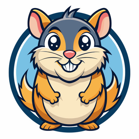 Cute Cartoon Vector Logo Illustration of a Hamster Mascot with a Sparkly Starのイラスト素材
