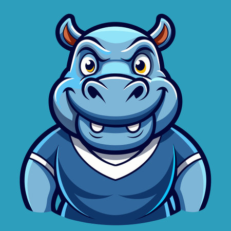 Playful Blue Hippo Mascot Design with Cartoonish Styleのイラスト素材