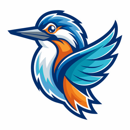 Minimalist Vector Illustration of a Majestic Kingfisher Birdのイラスト素材