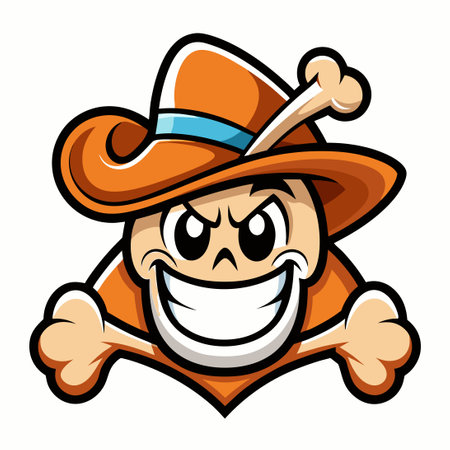 Cartoon Mascot Illustration of a Bony Hat with Stylish Designのイラスト素材