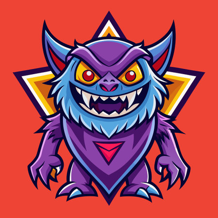 Fierce Cartoon Monster Mascot with a Vector Logo Illustrationのイラスト素材