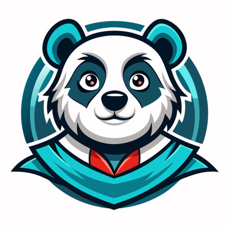 Adorable Cartoon Panda Mascot with Vectorized Logo Illustration Styleのイラスト素材