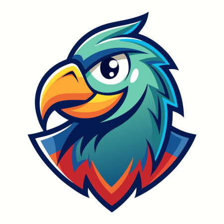 Stylized Cartoon Vector Mascot Illustration of a Vibrant Parrotのイラスト素材
