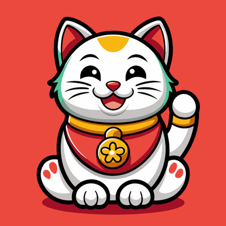 Lucky Cat Mascot Cartoon Illustration in Vector Formatのイラスト素材