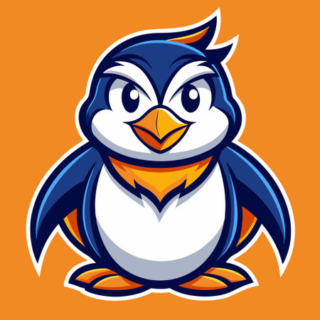 Stylish Vector Logo Illustration Featuring a Cartoon Penguin Character with a Modern Twistのイラスト素材