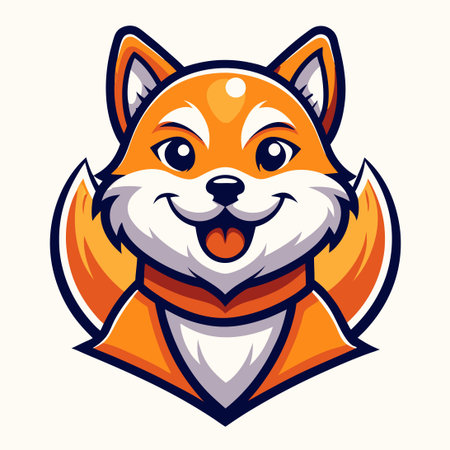 Cute Cartoon Shiba Inu Mascot in Vector Logo Illustration Styleのイラスト素材