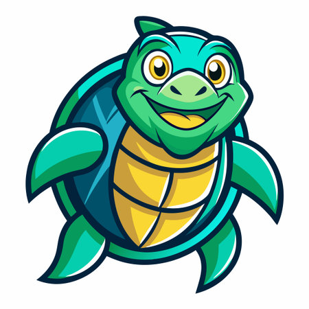 Adorable Turtle Mascot Cartoon Illustration for Sea-Themed Content