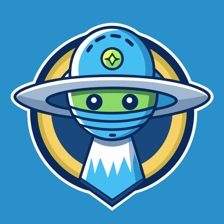 Cartoon UFO Mascot with Vibrant Colors and Simple Lines for Logo or Illustration Purposes