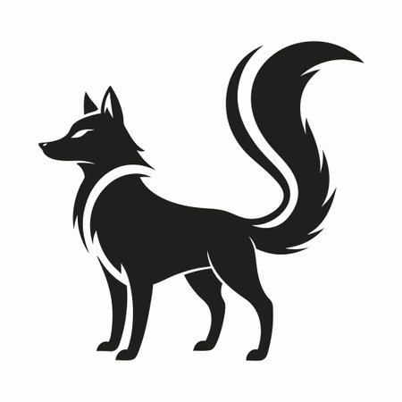 Animated Black and White Silhouette of a Dog's Wagging Tailのイラスト素材