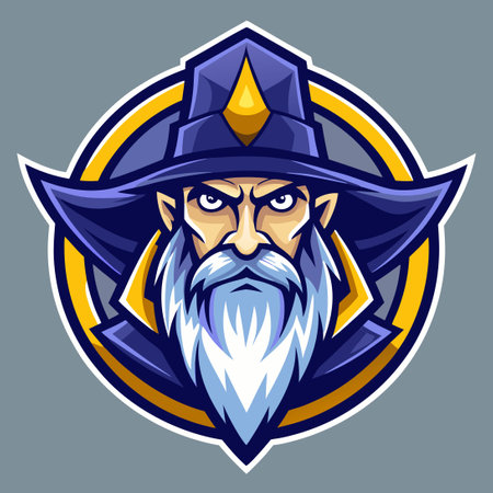 Majestic Wizard Mascot Cartoon Character with Vector Logo Illustrationのイラスト素材